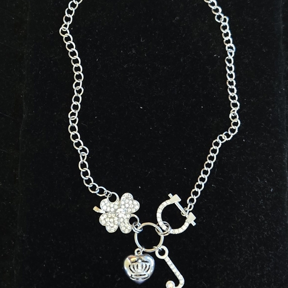 Juicy Couture Jewelry - Vintage Juicy Couture "Lucky In Love" silver Plate Charm Necklace
